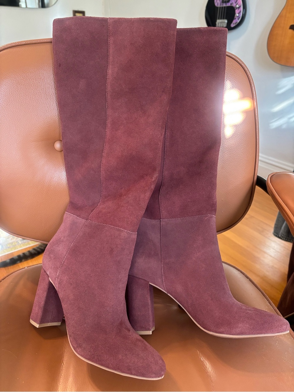 Women's Suede Knee High Boots in Burgundy Size 7.5
